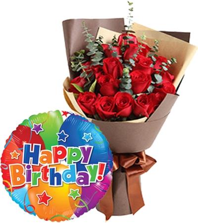 24 Red Roses FREE Balloon product1113