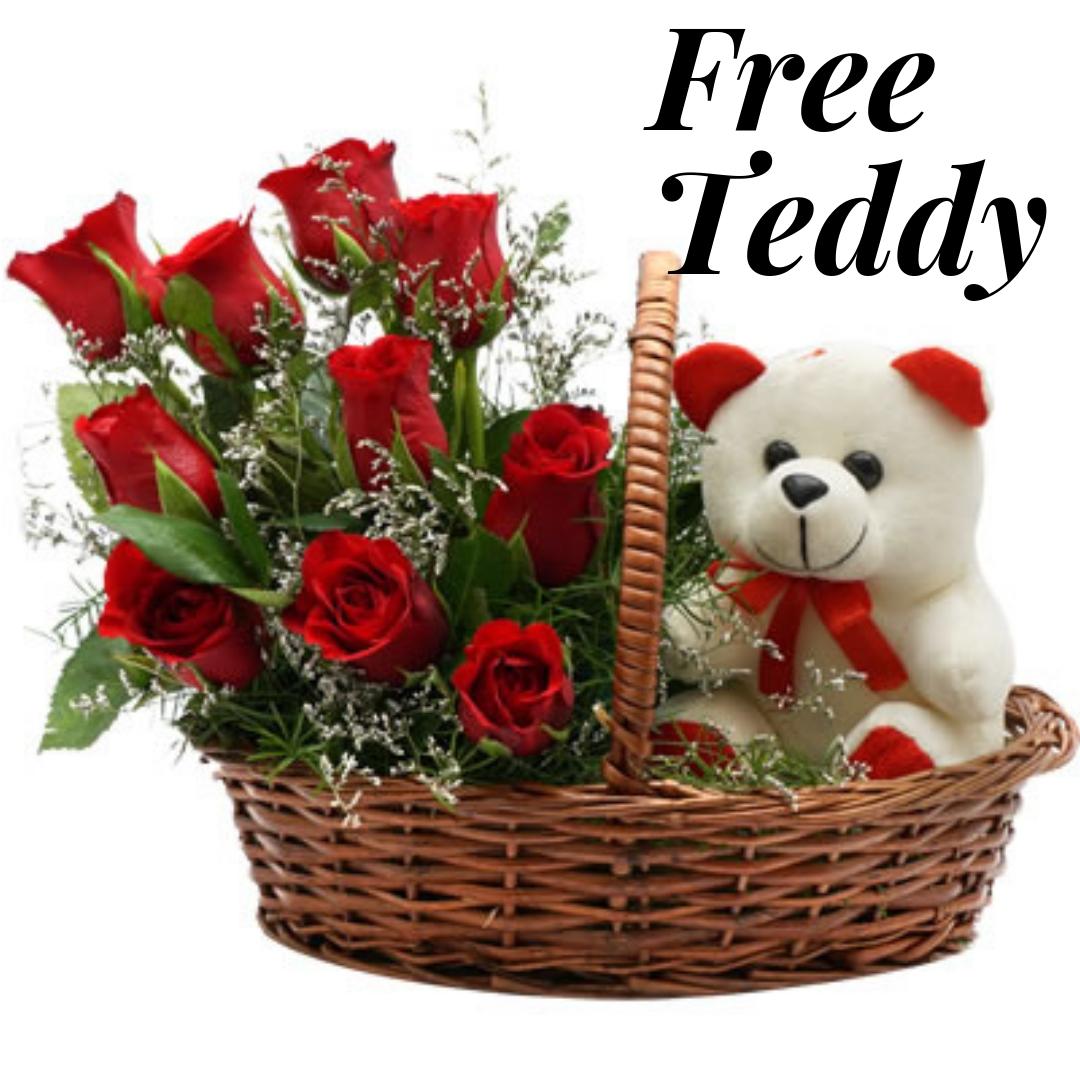 12 Red Roses and Free Teddy bear product904